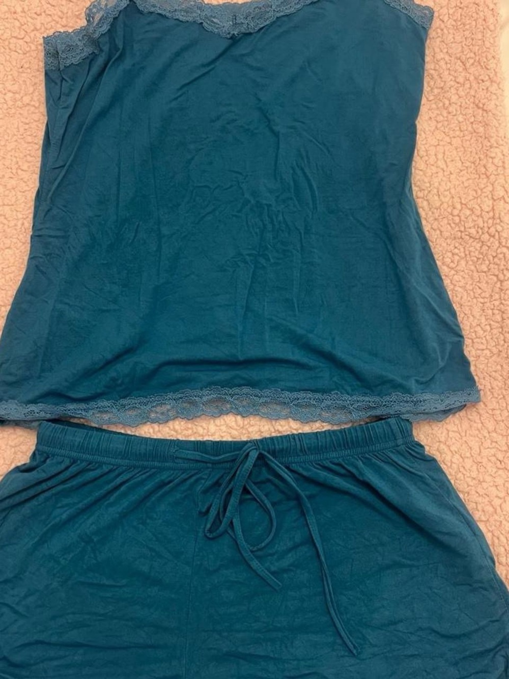 Women's Teal Lace-Trim Sleep Set